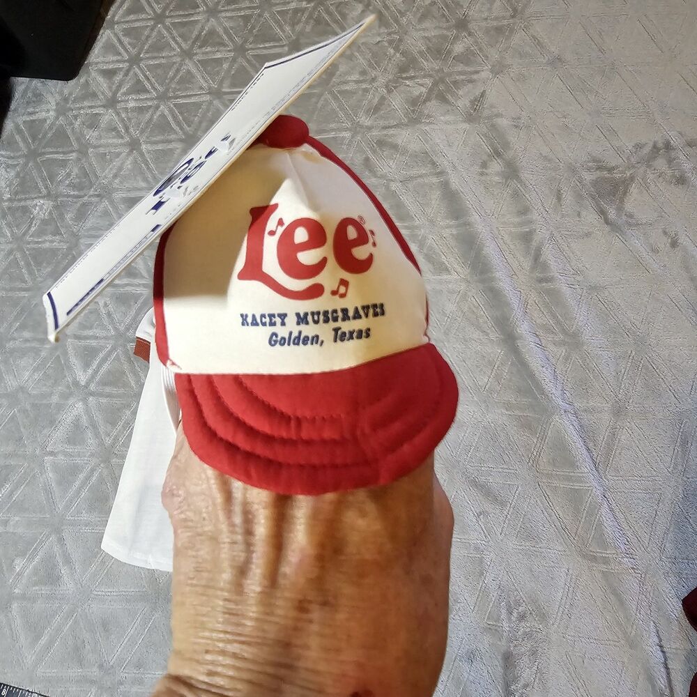 Lee Kacey Lee Dog Hat XS/S Red/White Cotton Blend Adjustable Chihuahua